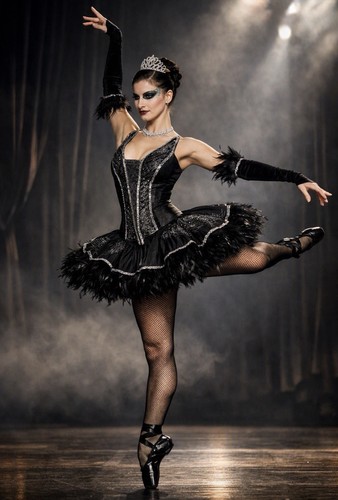 Black swan feather tutu ballet - black,