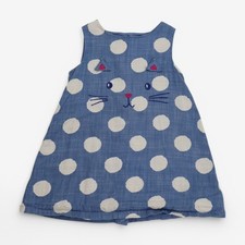 John Lewis, Pinafore Dress Blue Spotted Kitten, 6-9 Months BA9E89D512A4/1