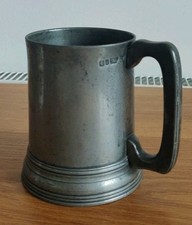 Antique Thomas And Compton Kings Shilling Glass Bottomed Pewter Tankard