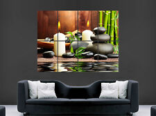SPA ZEN CALM CANDLES POSTER FLAME BAMBOO STONES WALL ART GIANT  PRINT