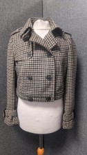 Zara Basics Cropped Tweed Jacket UK S LN150 JJ 07