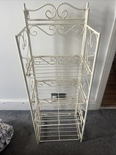 Cream Metal Bakers Rack Shelving vintage shabby chic shelves