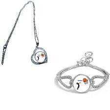 Set Of 2 Netball Sport Silver Colour Diamante Bracelet + Necklace + Gift Bag