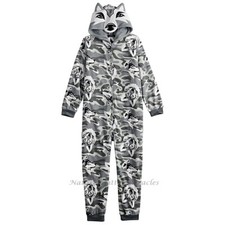 Gray Wolf One Piece Pajamas
