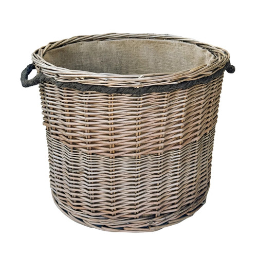 Wicker lined rope handle - wicker, log