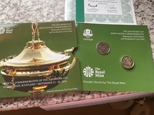 2014 Ryder Cup Host Nation Comm.  Masterpiece Ball Marker & Scotland £1 Coin