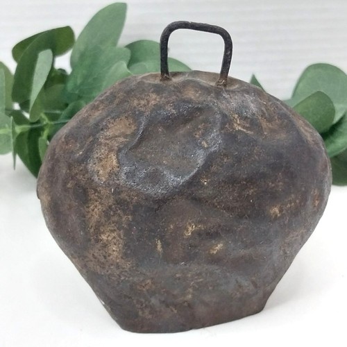 Antique iron cow bell hand - cow,