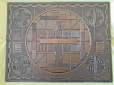MARCONI TELEVISION  TEST SHEET HEAVY COPPER PRINTING PLATE VERY RARE