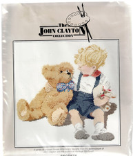 John Clayton Collection Secrets Boy with Teddy Counted Cross Stitch Kit