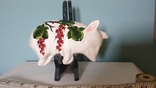 GRISELDA HILL POTTERY Wemyss VINTAGE SLEEPING PIG / PIGLET Redcurrants on Branch