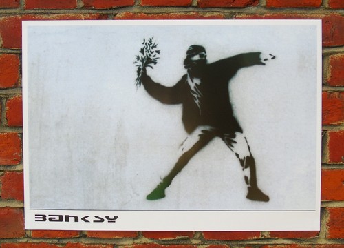 Banksy flower thrower poster - flower,