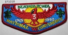 Boy Scout OA 3 Nawakwa Lodge 1990 NOAC Red Border Flap