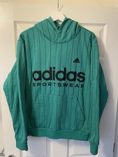 Unisex Adidas Oversized Striking Green And Black Stripe Hoodie In Size M