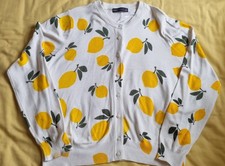 Ladies lemon print long sleeve cardigan size 16 by M&S