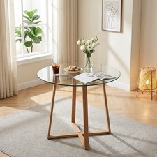 80cm round glass dining - , table