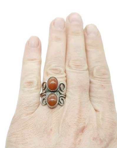 Silver carnelian ring large - carnelian,