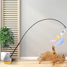 Cat Kitten Toy Feather Wand Stick Cat Teaser Dangle Bell Interactive Play Toys