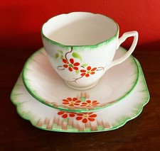 Stunning Art Deco Hand Painted Mayer & Sherratt Melba China Green Floral Tea Set