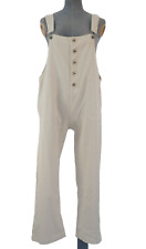 Overalls Dungaree Jumpsuit Ivory Cotton Twill Artsy Baggy Made in Italy SIZE M