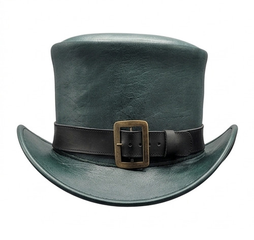 Handmade green leather top - handmade, hat