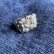 mens chunky sterling silver cubic zirconia nugget ring