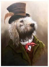 Mr Bedlington Lurcher Hand Embellished Print On Canvas By Dale Bowen