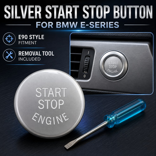 Silver start stop button - silver,