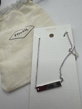 Fossil Silver-Tone Bar Necklace – New with Tag & Pouch