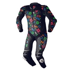 RST Pro Series Evo Airbag Leather Motorcycle Suit Neon Doodle Design+Free Gloves