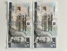 Jack Nicklaus Scottish £5 x 2 Unused condition consecutive matching numbers x 2