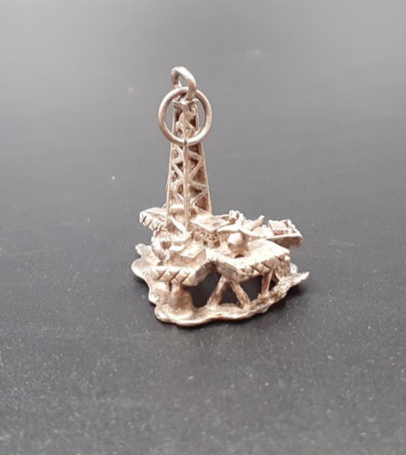 Silvertone oil rig charm for - silvertone,