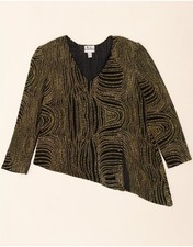 JOSEPH RIBKOFF Womens Asymmetric Top Long Sleeve UK 20 2XL Black Striped BQ01