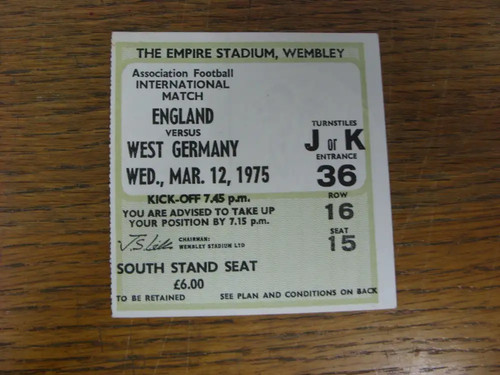 1975 ticket england v - england,