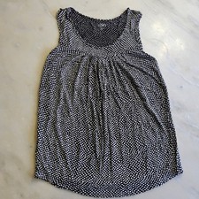 LOFT Tank Top XS Black White Polka Dot Sleeveless Casual Blouse