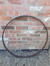 Reclaimed Cart Wheel Rim Iron Garden Succulent Planter Circle Moon Sculpture 
