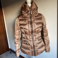 ZARA FEATHER WOMENS DOWN JACKET BRONZE GOLD BROWN SIZE 10-12 GOLD BROWN GOOD CON