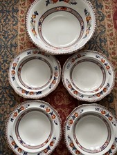 S Hancock And Sons Indian Tree 4 Dessert Plates And 1 Serving Bowl