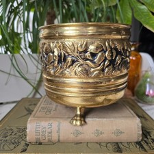 Vintage brass footed planter