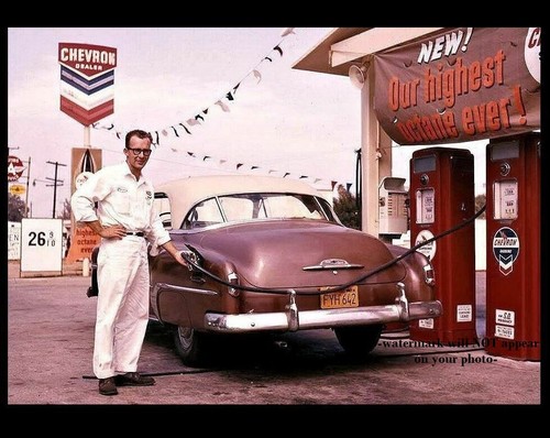 1950s chevron gas - gas, station