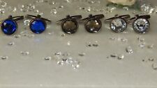Dark Silver Stainless Steel Cufflinks & 10mm Resin Stones-Wedding-Formal Wear