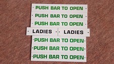 Retro "Push Bar To Open" & "Ladies" Plastic Signs, Small Businesses, Cafes