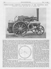 1907 2x Antique Engineer Prints - Compound Steam Tractor at Smithfield Show