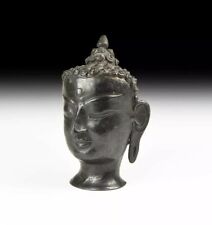 BRONZE HEAD OF BUDDHA IN MEDITATION - THAI 19TH CENTURY A.D.
