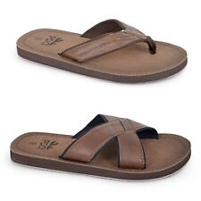 PDQ Mens Sandal Flip Flips Faux Leather Trail Summer Holiday Beach Shoes Size