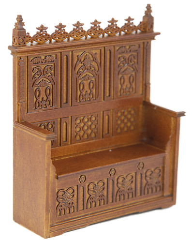 Dolls house gothic monks - house, bench