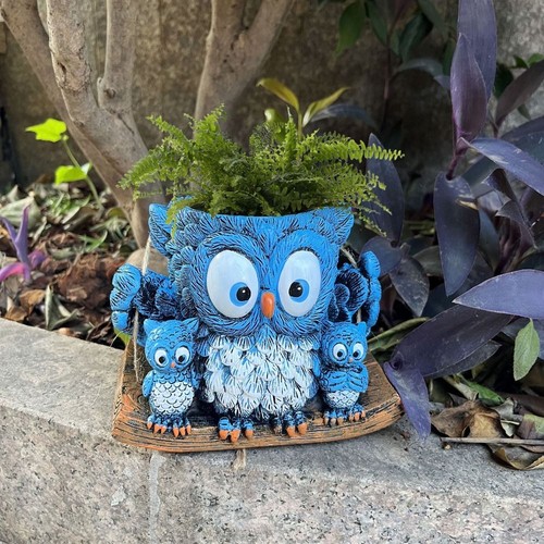 Owl planter plants whimsical - owl,