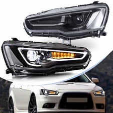 2*VLAND Front Black Headlights For 2008-2020 MITSUBISHI LANCER Sequential DRL