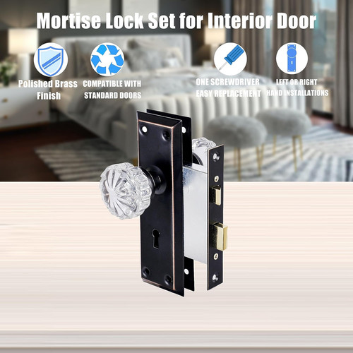 Mortise lock set crystal - lock,