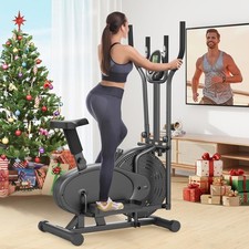 2-in-1 Elliptical Cross Trainer & Exercise Bike Adjustable Seat Home Gym Machine