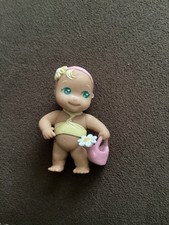 Cute Miniature Baby Doll Toy Collectible Flower Headband & Garden Water Can